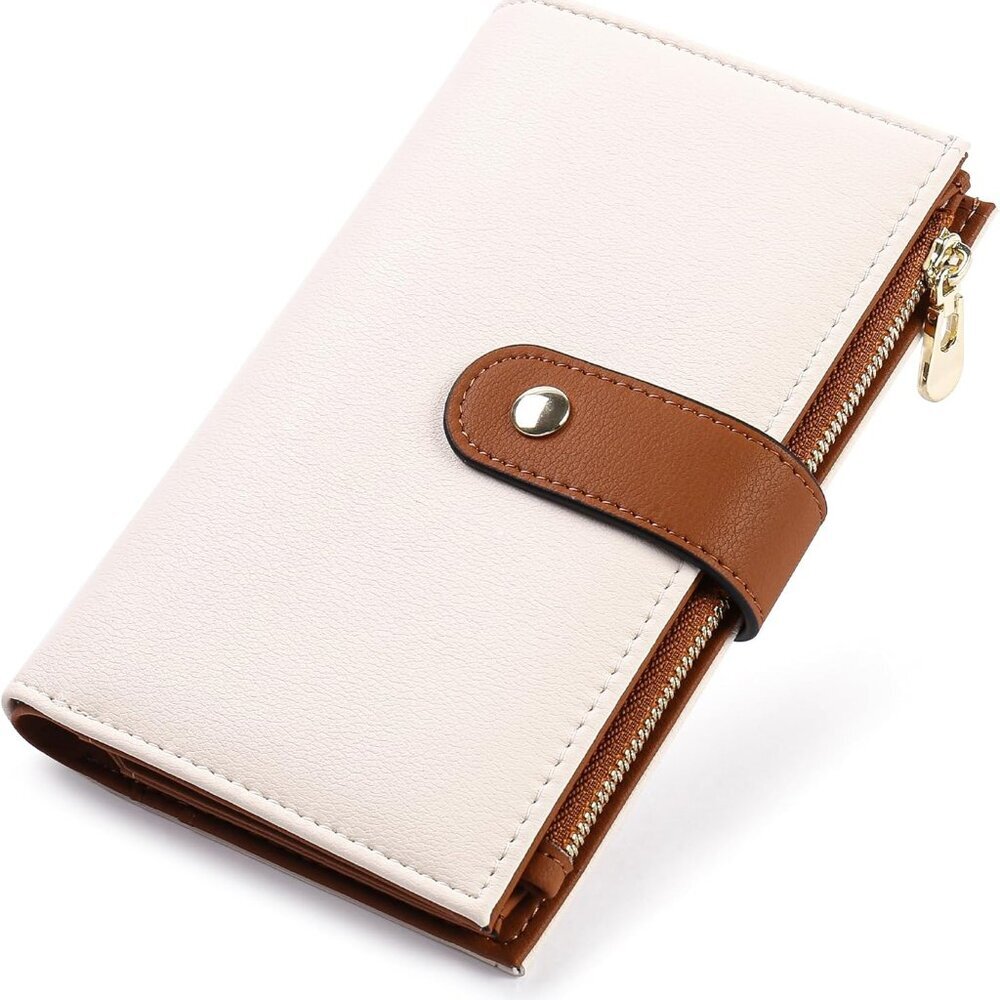 Women’s Two-Tone Cream and Brown Leather Wallet